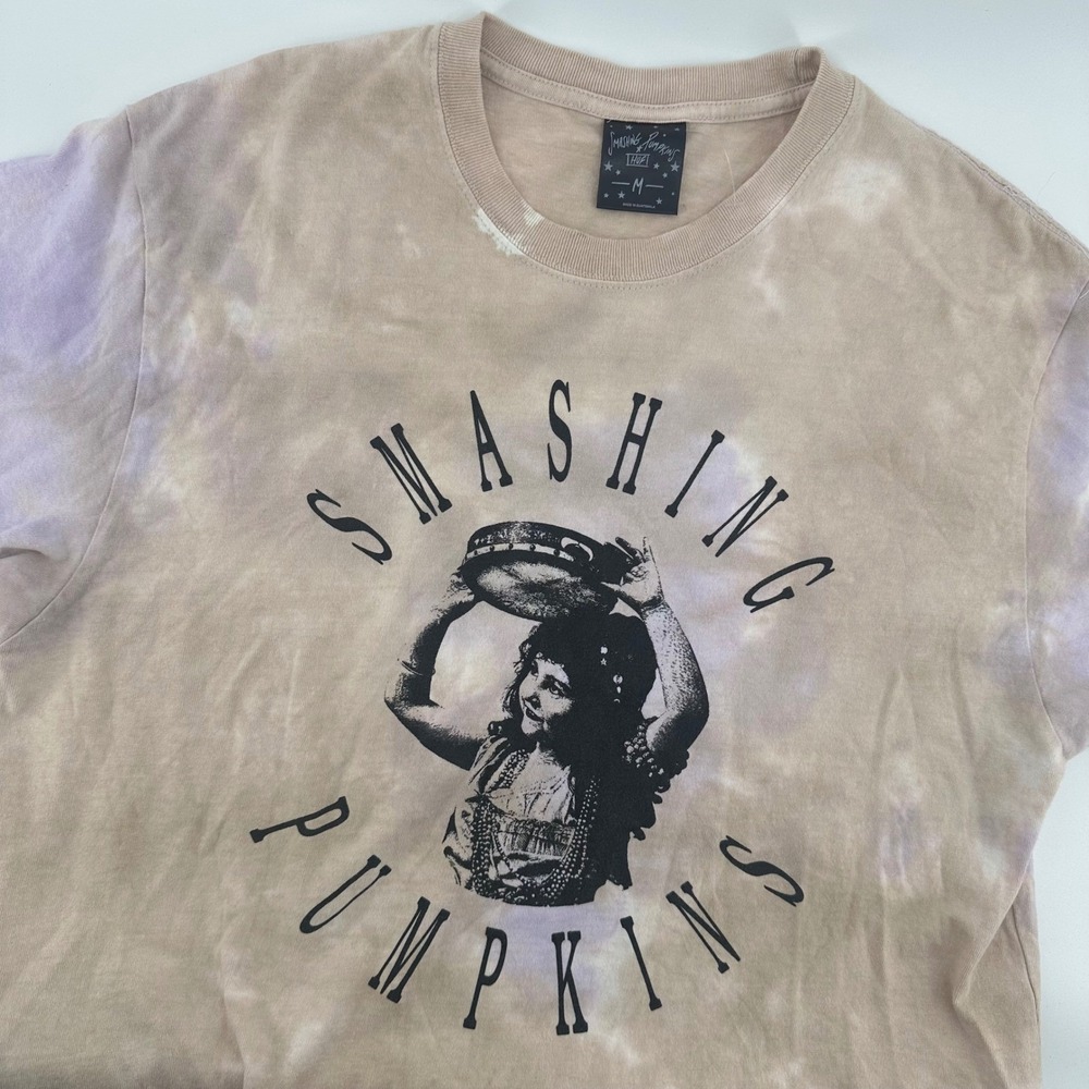 HUF Smashing Pumpkins T Shirt Mens Med Tan Purple Tie Dye Altitude Not Attitude